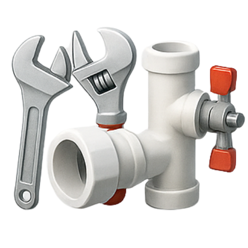 Pipes, faucets, valves, fittings, and bathroom plumbing accessories available at Bhudev Hardware.